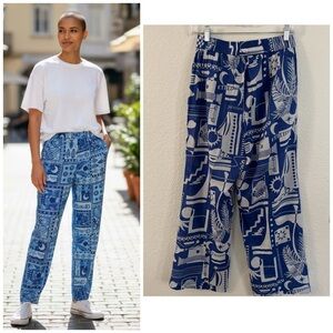 Haute Hippie Blue Graphic Wide Leg Pants